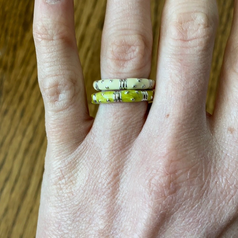 Stackable Rings green & cream & pale orange - Picture 4 of 5
